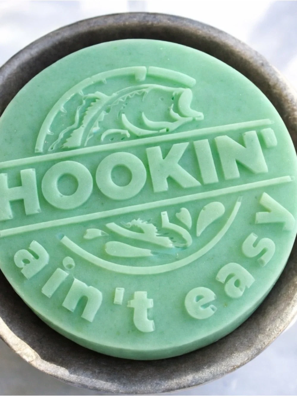 Mint soap Hookin' Ain't Easy fishing 4x4 8oz shea butter based